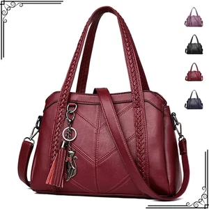 Large Capacity Shoulder Bag Office Formal Leather Handbag Tassel High Quality - Imagen 1 de 20