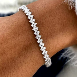 6 CT Round Cut Lab-Created Diamond Women's Tennis Bracelet 14K White Gold Over - Picture 1 of 1
