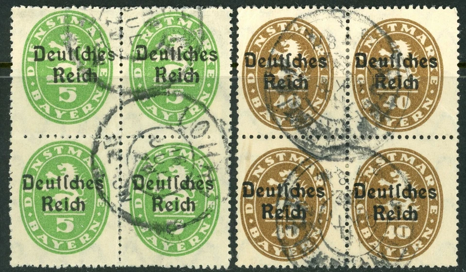 Stamps Bavaria, Scott # O52 and O57 used blocks of four - Image 1 of 1