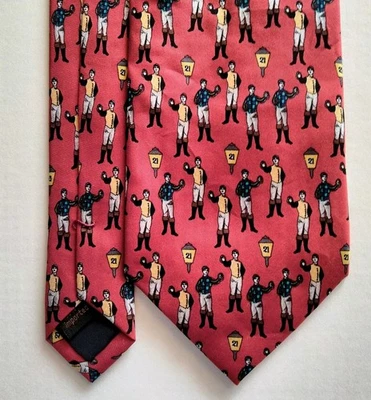 The 21 Club Jockey Red Tie Necktie NYC Jockey Equestrian Horse Handmade Silk Tie - Image 1 of 4