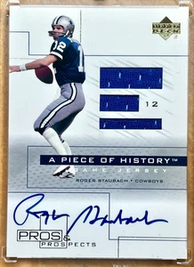 ROGER STAUBACH 2001 UD Pros & Prospects A PIECE OF HISTORY Jsy Auto COWBOYS - Picture 1 of 1