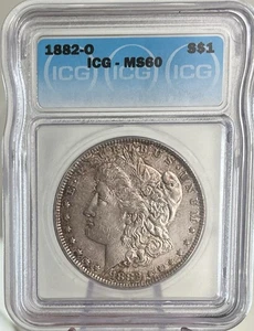 1882 O Morgan Silver Dollar $1 ICG MS60 Certified Brilliant Uncirculated - Picture 1 of 6