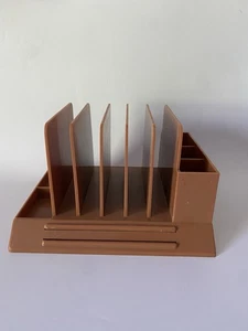 Vtg Max Klein Brown Desk Organizer V-87 Pen Holder - Picture 1 of 12