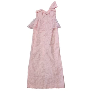 Vestido David Howard Climax Karen Okada Talla 4 De Colección Años 90 Bebé Rosa Encaje Un Hombro - Imagen 1 de 12