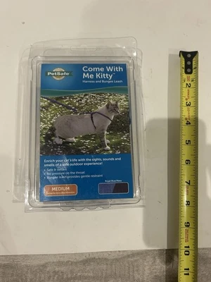 *PET SAFE* "COME WITH ME KITTY" HARNESS/BUNGEE LEASH "ROYAL BLUE" SZ. { MEDIUM } - Image 1 of 2