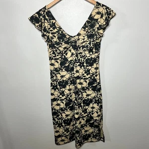 My Michelle Kleid Y2K Baby Puppe schwarz hellbraun Blumen Flatterärmel Strick Kokette S - Bild 1 von 6