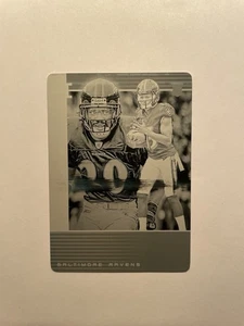2019 Illusions Marquise Brown / Ed Reed - Trophy Collection -Printing Plate 1/1 - Picture 1 of 2
