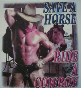 Vintage. SAVE HORSE RIDE COWBOY COUNTRY WEISSES SHIRT GR. S-XL (FRONTPRINT) #83 - Bild 1 von 3