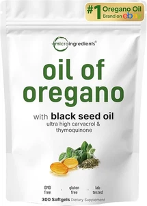 Oil of Oregano Softgels with Black Seed Oil - 6,000 Mg Organic Oregano Oil 300Ct - Bild 1 von 12