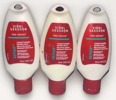 Lote De 3 Acondicionadores Vidal Sassoon PRO SERIES REPARADORES REVITILIZANTES 1.69oz ea-NUEVO Foto 1 de 3