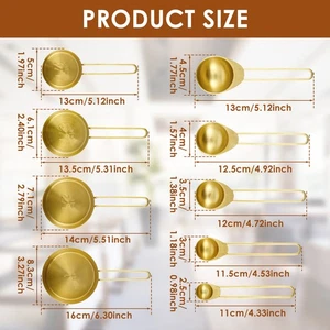 9 Pcs Golden 304 Stainless Steel Measuring Cups and Spoons Set Versatile BrcQr - Picture 1 of 11