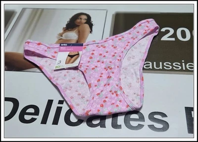 Anko Intimates * Women's-Size 10 Cotton Stretch-Bikini-Brief-Pink / Floral-BNWT - image 1 of 2