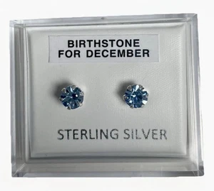 Sterling Silver 925 Womens Birthstone Stud Earrings Boxed-5mm/4mm - Choose Month - Picture 1 of 52