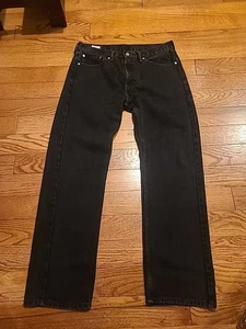 Vintage Levis 505 Jeans Mens 32 X 30 Black Regular Straight Denim Red Wing - Picture 1 of 17