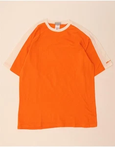 REEBOK Mens T-Shirt Top Medium Orange Colourblock Cotton DO29 - Picture 1 of 4