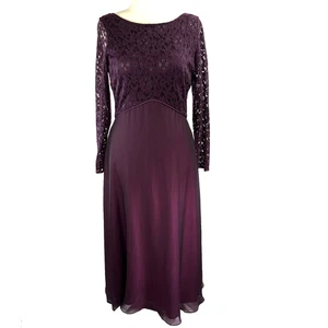 Vintage JS Boutique Purple Lace Long Sleeve Maxi Baby Doll Dress 16 Hoco Witchy - Picture 1 of 10