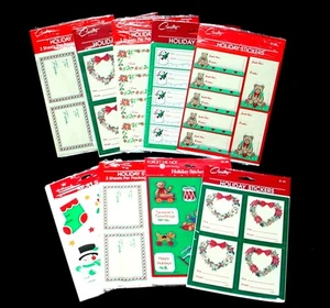 VINTAGE CHRISTMAS TAGS SELF ADHESIVE 9 SEALED PACKAGES 182 STICKERS TOTAL - Picture 1 of 4