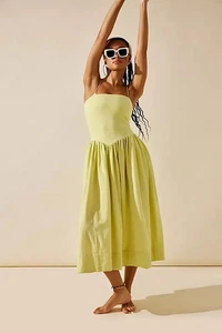 Free People Onda Drop-Waist Tube Midi Dress Slim Pull On Free-Est New XS - Picture 1 of 6