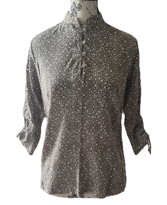 Женская блузка Columbia 100% хлопок галстук рукав 3/4 размер S - Изображение 1 из 4