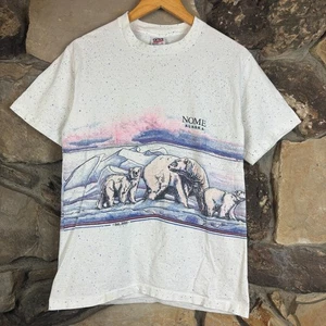 Camiseta De Colección 1990 San Segal Alaska Oso Polar Estampado Envolvente Naturaleza M AOP - Imagen 1 de 7