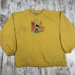 Vintage Disney Mickey & Co. gelbes Sweatshirt mit Rundhalsausschnitt Unisex Gr. XL bestickt - Bild 1 von 10