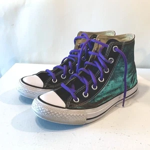 Converse Chuck Taylor All Star | Zapatilla de caña alta negra púrpura verde azulado personalizada - Imagen 1 de 11