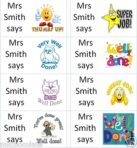 40 x Maestros Personalizados elogios/recompensas/bien hechas etiquetas/pegatinas niños - Imagen 1 de 1