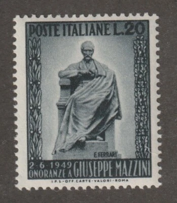 Italy 1949 #519 Erection of Monument for Giuseppe Manzini - Fine MH - Image 1 of 2