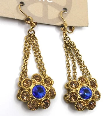Pendientes colgantes de oro con susurros de temporada cristales azules y dorados de Swarovski Foto 1 de 4