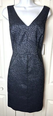 Nuevo Vestido ETCETERA Baronesa Jacquard Azul Negro Cambio Ropa de Trabajo Geo Talla 8 Nuevo con Etiquetas $295 Foto 1 de 4