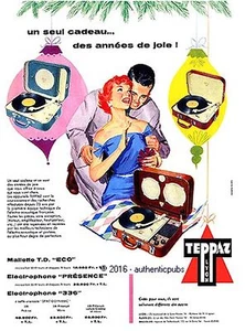 PUBLICITE TEPPAZ ELECTROPHONE 336 PRESENCE MALLETTE TD DE 1958 FRENCH AD VINTAGE - Picture 1 of 1