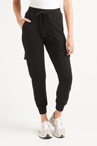 Sundry x Evereve Everyday Cargo Black Joggers Size 0 EUC Soft - Picture 1 of 10