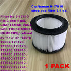 1er-Pack Craftsman 9-17810 Shop Vac Filter 3/4 gal Vacs hergestellt 1988 und danach