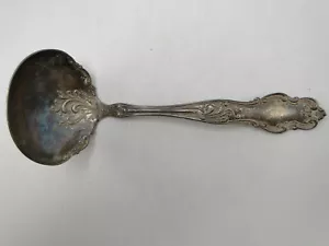 Antike Frank E Kirby & Co versilberte Saucenkelle 65/8 Zoll lang verziert Repousse - Bild 1 von 6