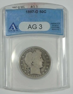 Medio dólar de peluquero 1897-O certificado ANACS AG 3 plata 50c - Imagen 1 de 4