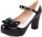 Mary Jane Heels For Women Bow Lolita Platform High Kawaii Shoes Dress...