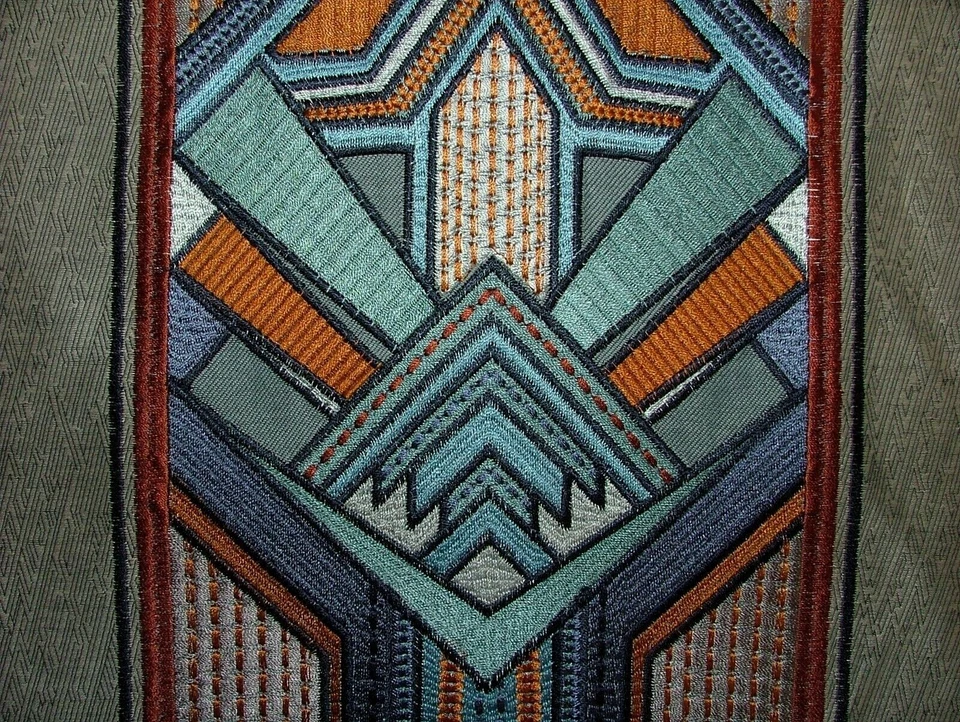 Art Deco Embroidered Gatsby Moonlight Jacquard Curtain Upholstery Cushion Fabric - Image 1 of 4