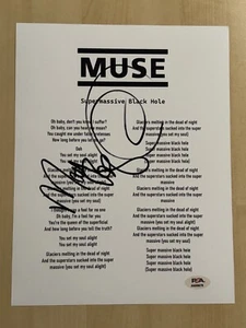 MATT BELLAMY MUSE BAND LEADSÄNGER SIGNIERTES TEXTBLATT AUTOGRAMMIERT SELTEN PSA COA - Bild 1 von 1