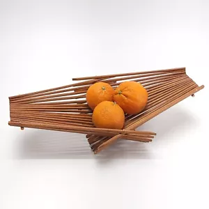 Chopstick Folding Fruit Basket Minimalist Boho Asian Wooden Kitchen Decor - Picture 1 of 9