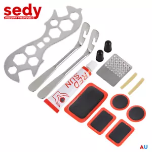14Pc Bike Puncture Repair Kit Bicycle Tire Rubber Tube Patch Glue Fix Tool - Picture 1 of 7