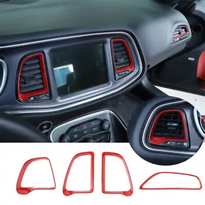 Red ABS Center Console Air Condition Vent Outlet Trim for Dodge Challenger 2015+ - Picture 1 of 10