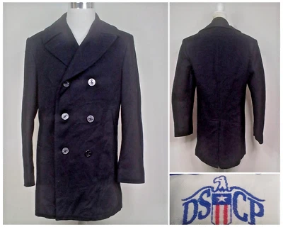DSCP Quarterdeck Collection Jacket Men's 42 XL Wool Pea Coat Black #J2432 - Image 1 of 4