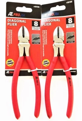 ATE PRO TOOLS 2 ATE PRO 8" DIAGONAL CUTTERS WIRE CUTTING PLIERS DYKES NOSE 30106