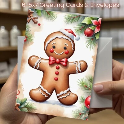 Christmas Greeting Cards w/ Envelope - Set of 6 -5x7 Cards & Envelopes #005 - Image 1 of 2