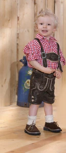 rotes Kinder - Trachtenhemd mit Krempelärmel kariert von Isar Trachten