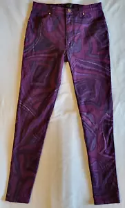 Womens Versace Classic V2 Purple Abstract Pattern Waist 28" Size 30 Form Fitting - Foto 1 di 20