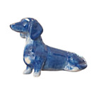 Blue Duchshund Miniature Ceramic Hand Painted Dog Figurine Small Animals Cute