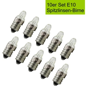 10er Set Spitzlinsen Birne Glühbirne Fassung E10 Ersatzlampe - Picture 1 of 1