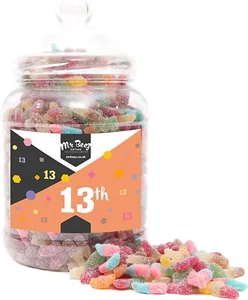 Happy 13th Birthday Sweet Gift Jar Fizzy Tangy Mix Medium or Large Mr Beez - Picture 1 of 3