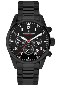 Jacques Lemans Men's Watch Chronograph Sport Black Chrono 42-2H - Picture 1 of 4